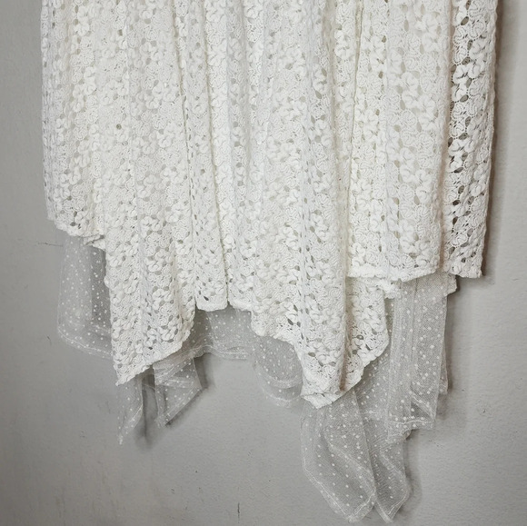 Retro Threads Crochet lace mesh tiered Hankerchief Hem white pullon skirt XXL - Picture 15 of 17